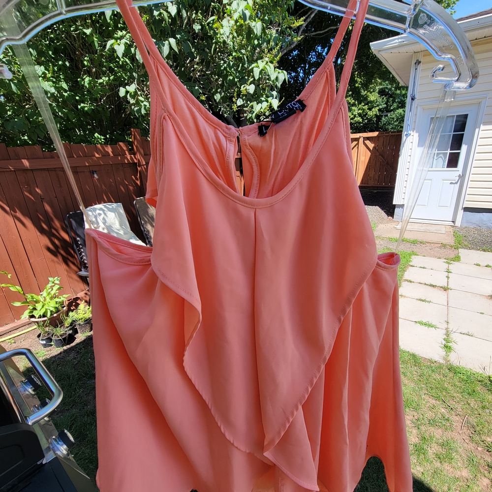Peach Sleeveless  Camisole Top with Elegant Design Size Large